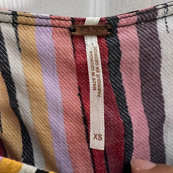 Free People Striped Cropped Tunic Top Sz XS - Picture 8 of 10